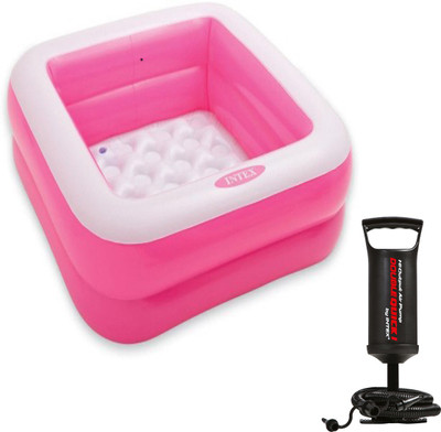 

MEGAEMART Pink Bath Tub for Kids and Air Pump for Inflatable Toys Inflatable Pool(Multicolor)