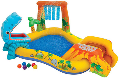 

BE YOU OWN LABEL BYOL DINOSAUR PLAY BATH TUB POOL FOR KIDS WITH FREE PUMP Inflatable Play Gym(Multicolor)