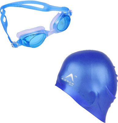 

Arrowmax Dz-1600 swimming googles and 3star full silicon cap , Color May Vary By Krasa Swimming Kit