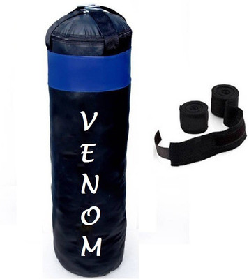 

Venom 2.0 Feet Long, PU Material, Blue and Black Color, Unfilled with Hanging Straps and 9 Freet Long Black Color Hand Wraps Pair Boxing Kit
