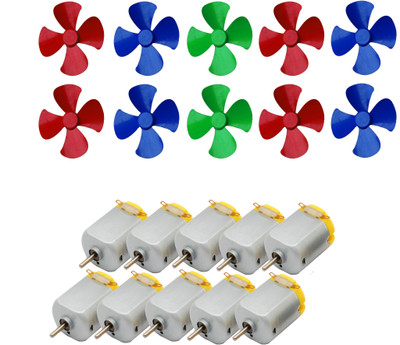 

APTECHDEALS 10Pcs 3V to 9V DC Flat Small Size Toy Motor + Multi Color 10 Pcs Toy Motor Fan(Multicolor)