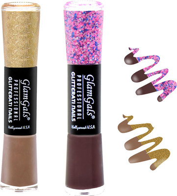 

GlamGals combo of 2 Glitterati Nail Polish Nude, Wine(Pack of 2)