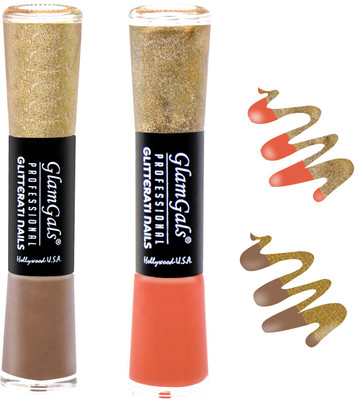 

GlamGals combo of 2 Glitterati Nail Polish Nude, Peach(Pack of 2)