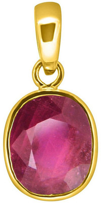 TEJVIJ AND SONS 4.25 ratti natural manik ruby chuni pendent panchdhatu with gold plated for men & women… Gold-plated Ruby Metal Pendant
