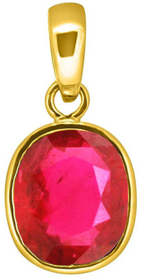 TEJVIJ AND SONS 11.25 ratti natural manik ruby chuni pendent panchdhatu with gold plated for men & women… Gold-plated Ruby Metal Pendant