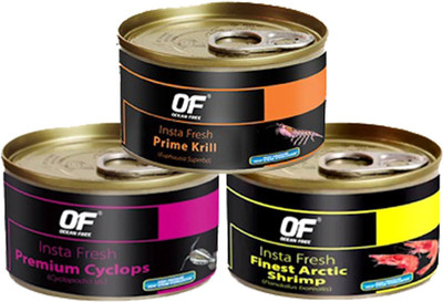 

ROYAL PET OCEAN FREE OF® INSTA FRESH Finest Arctic Shrimp / Prime Krill / Premium Cyclops 100g Each (Pack of 3) | High Pressure Heat Steam Sterilization | 300 g Wet Fish Food(Pack of 3)