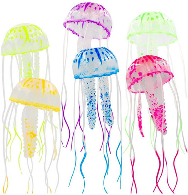 

ROYAL PET Chicos Glowing Effect (Big Size/Multi Color | Pack of 6) Artificial Jellyfish Ornament for Fish Tank Aquarium Decoration Silicone Soft Toy For Fish