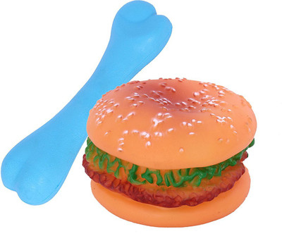 

Shrih Dog Rubber Bones with Burger Toy Plastic, Rubber Chew Toy For Dog