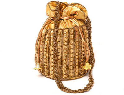 

Kolorfish Metal Sippy Indian Vibrant & Designer:: Traditional Party::Wedding::Festival Gifting:: Jewellery Pouch Potli(Gold)