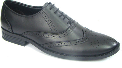 

ASM Men's Pure Leather Punch Brouge Shoes Oxford For Men(Black