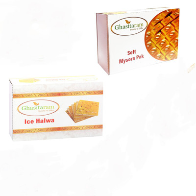 

Ghasitaram Gifts Mithai Hampers - Mysore Pak and Ice Halwa(400 g, Box)
