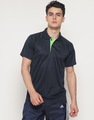 ADIDAS Solid Men Polo Neck Blue T-Shirt