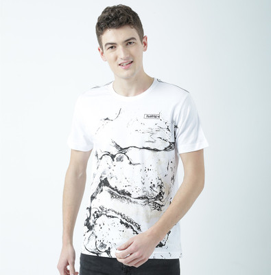 HUETRAP Printed Men Round Neck White T-Shirt