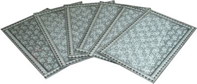 KUBER INDUSTRIES Rectangular Pack of 6 Table Placemat(Silver, PVC (Polyvinyl Chloride))