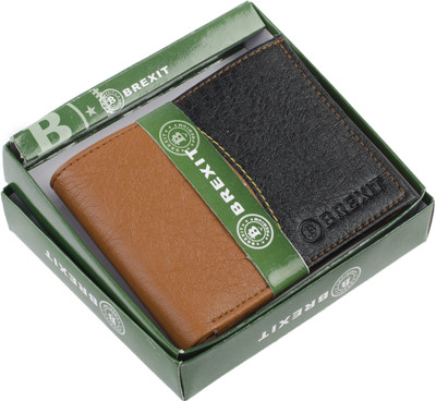 

Brexit Men Tan, Black Artificial Leather Wallet(3 Card Slots), Black;tan
