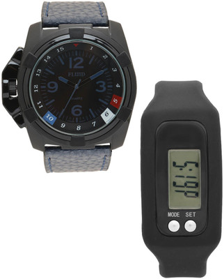

FLUID FDFFL-152-BK-BL With Digital Band Watch - For Men