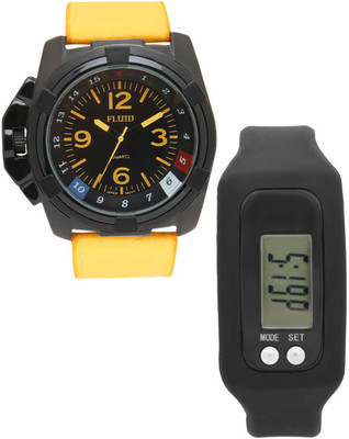 

FLUID FDFFL-152-BK-YL With Digital Band Watch - For Men