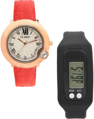 

FLUID FDFFL-403-RD01 With Digital Band Watch - For Women