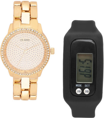 

FLUID FDFFL-156-GD With Digital Band Watch - For Women