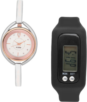 

FLUID FDFFL-401-WH With Digital Band Watch - For Women