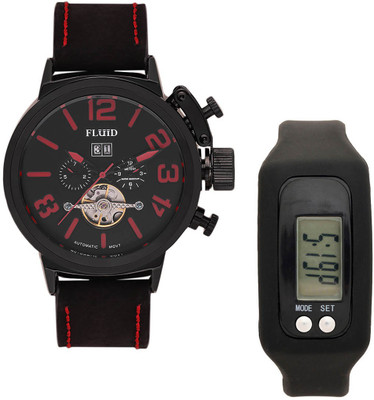 

FLUID FDFFL-158-BK-RD With Digital Band Watch - For Men