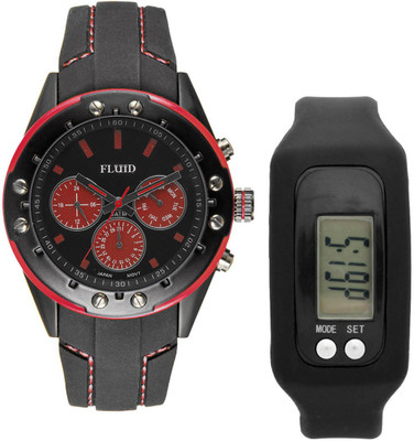 

FLUID FDFFL-103-BK-RD With Digital Band Watch - For Men