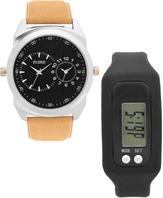 

FLUID FDFFL-125-IPS-BK01 With Digital Band Watch - For Men