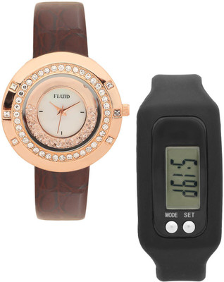 

FLUID FDFFL-411-BR01 With Digital Band Watch - For Women