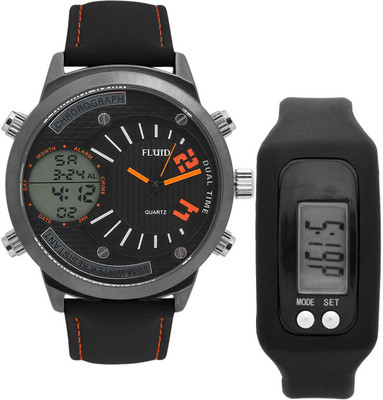 

FLUID FDFFL-1225-OR-BK With Digital Band Watch - For Men