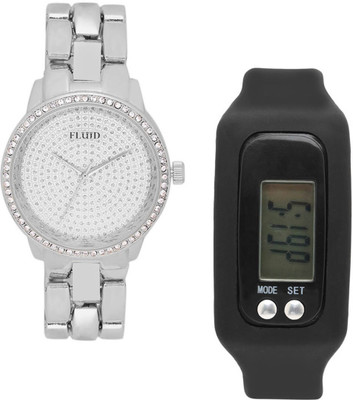 

FLUID FDFFL-156-SL With Digital Band Watch - For Women