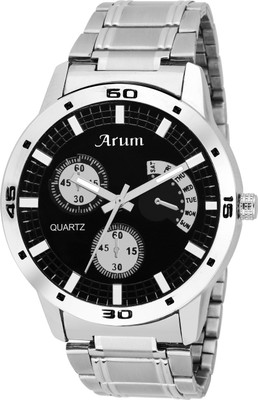

Arum ASMW-029 Black Round Shaped Dial Stainless Steel Strap Watch - For Men
