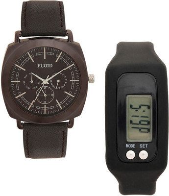 

FLUID FDFFL-120-IPBR-BR01 With Digital Band Watch - For Men
