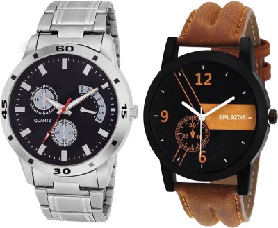 SPLAZOS New Stainless Steel And Leather Analogue Multicolor Boys Wrist Analog Watch  - For Men