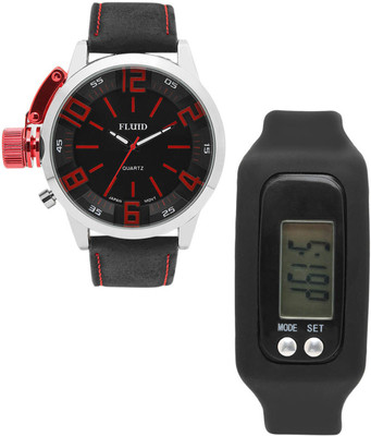 

FLUID FDFFL-153-BK-RD With Digital Band Watch - For Men