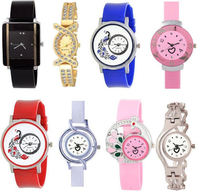 

VB IMPEX Stylish Designer Combo of 8 Analog Watch - For Girls