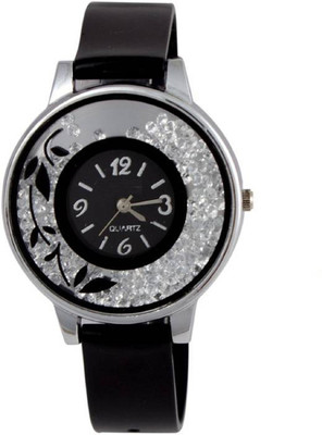 

KDS Black Free Diamond Best Girls gift Pu Analog Watch For Women Watch - For Men & Women