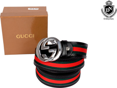 

DN ENTERPRISES Men Casual Black Genuine Leather Belt, Black green red
