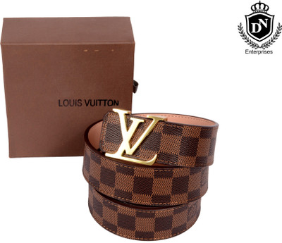 

DN ENTERPRISES Men Casual Brown Genuine Leather Belt, Brown check