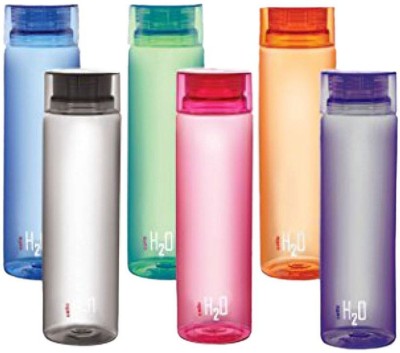 Dwivedi And Sons CELLO H20 WATER BOTTLE SET OF 6 ( COLOR MAY VARY) 1000 ml Bottle(Pack of 6, Green, PET)