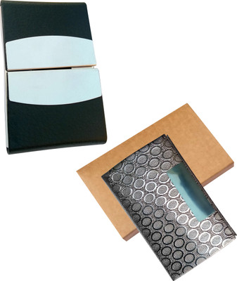 

Printmystic.com 10 Card Holder(Set of 2, Black, Silver)