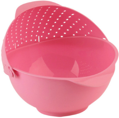 Magnusdeal Multi-Function Bowl with Integrated Colander, Large Collapsible Colander(Pink Pack of 1)