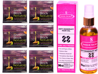 

Garnier 6 SACHET BURGUNDY NO. 3.16 with PURE COLD PRESSED SHEER SECRET ANTI DANDRUFF OIL 100 ML(Set of 2)