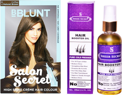 

BBlunt SALON SECRET COFFEE NATURAL BROWN NO. 4.31 with PURE COLD PRESSED SHEER SECRET HAIR BOOSTER OIL 100 ML(Set of 2)