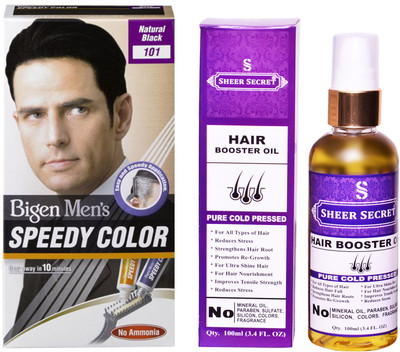 

Bigen SPEEDY NATURAL BLACK NO. 101 with PURE COLD PRESSED SHEER SECRET HAIR BOOSTER OIL 100 ML(Set of 2)
