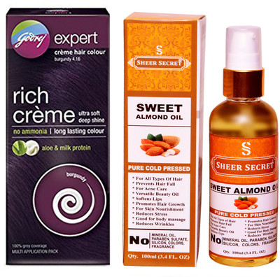 

Godrej BOX BURGUNDY NO. 3.16 with PURE COLD PRESSED SHEER SECRET SWEET ALMOND OIL 100 ML(Set of 2)