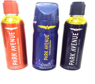 

Park Avenue ALEXANDER,STORM AND MARCUS Body Spray - For Men(450 ml, Pack of 3)