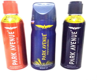 

Park Avenue ALEXANDER,GOOD MORNING AND MARCUS Body Spray - For Men(450 ml, Pack of 3)