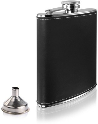 MENZY Slim Compact & Designer Pocket Liquor Holder With Funnel Leather, Stainless...
