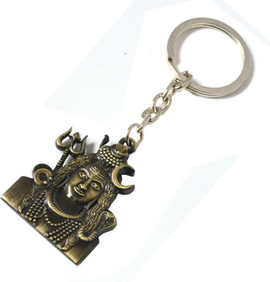 faynci Double sided God Lord Shiva (Bholenath) Antique Golden Key Chain for good luck/gifting family member, friends Key Chain