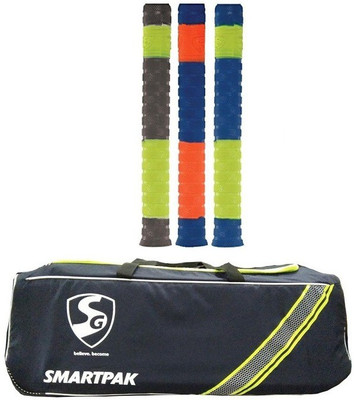 

SG Combo of two - one 'Smartpak' Cricket kit bag and 3 Cricket bat grip (Color On Availability)- Cricket Kit